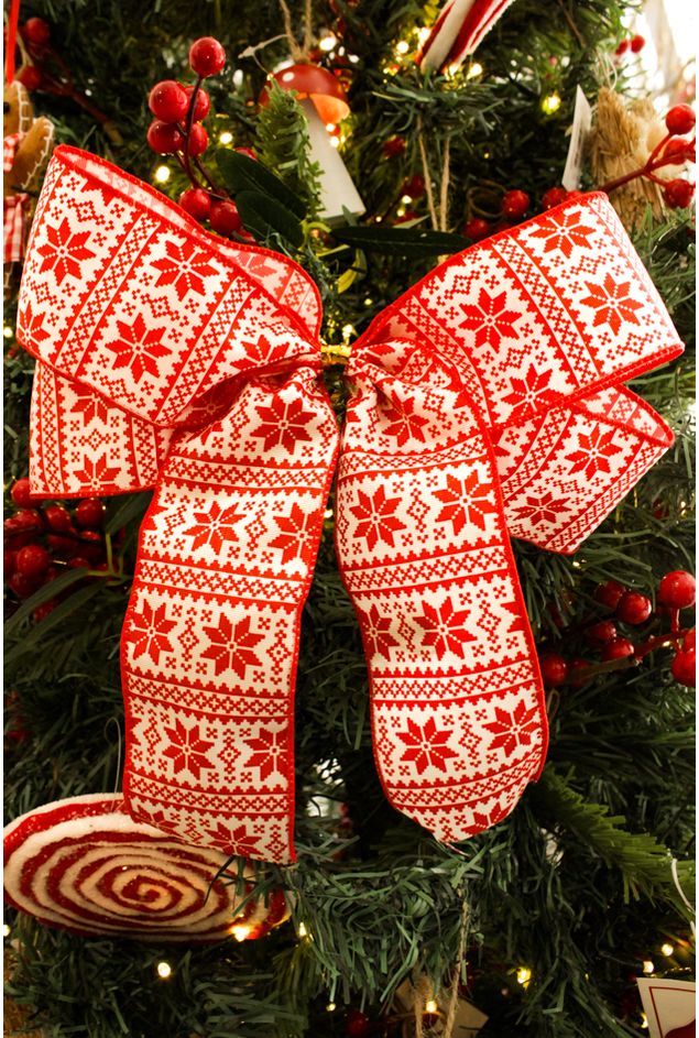 Laco Decorativo Floco de Neve Vermelho Natal -3-